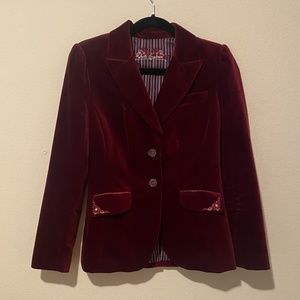 ROBERT GRAHAM Suede Burgundy Embroidered Pocket Blazer